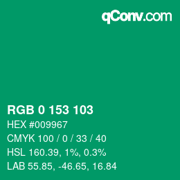 カラーコード: RGB 0 153 103 | qconv.com
