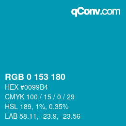 カラーコード: RGB 0 153 180 | qconv.com