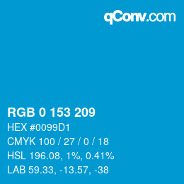 Color code: RGB 0 153 209 | qconv.com