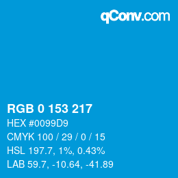 Color code: RGB 0 153 217 | qconv.com