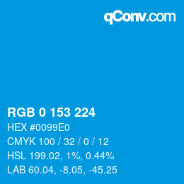 Color code: RGB 0 153 224 | qconv.com