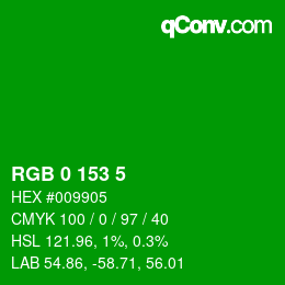 Color code: RGB 0 153 5 | qconv.com