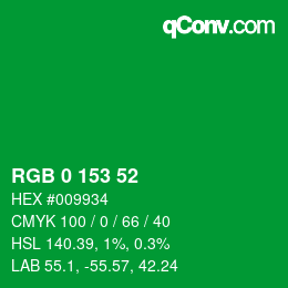 Color code: RGB 0 153 52 | qconv.com