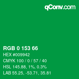 Color code: RGB 0 153 66 | qconv.com