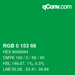 Color code: RGB 0 153 68 | qconv.com