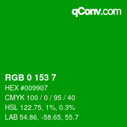 Color code: RGB 0 153 7 | qconv.com