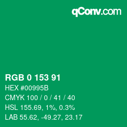 Color code: RGB 0 153 91 | qconv.com