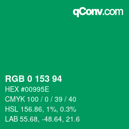 Color code: RGB 0 153 94 | qconv.com