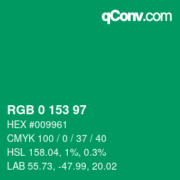 颜色代码: RGB 0 153 97 | qconv.com