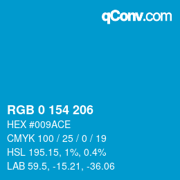 Color code: RGB 0 154 206 | qconv.com