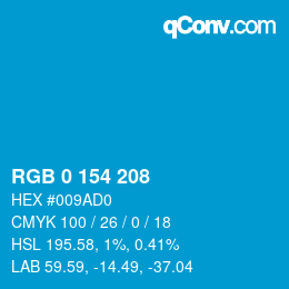 カラーコード: RGB 0 154 208 | qconv.com
