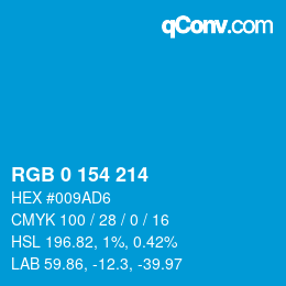 Color code: RGB 0 154 214 | qconv.com