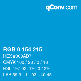 Color code: RGB 0 154 215 | qconv.com