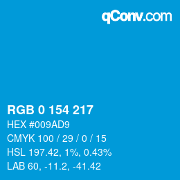 Color code: RGB 0 154 217 | qconv.com