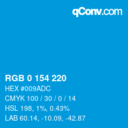 Color code: RGB 0 154 220 | qconv.com