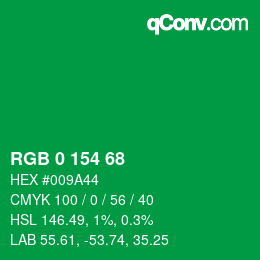 Color code: RGB 0 154 68 | qconv.com