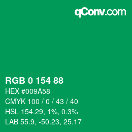 Color code: RGB 0 154 88 | qconv.com