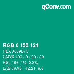 Color code: RGB 0 155 124 | qconv.com