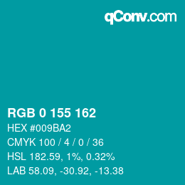 Color code: RGB 0 155 162 | qconv.com