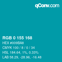 Color code: RGB 0 155 168 | qconv.com