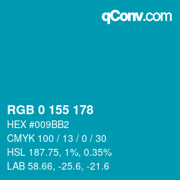 Color code: RGB 0 155 178 | qconv.com