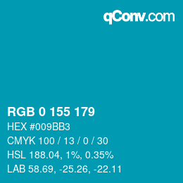 Color code: RGB 0 155 179 | qconv.com