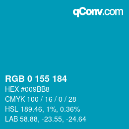 颜色代码: RGB 0 155 184 | qconv.com