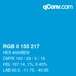 Color code: RGB 0 155 217 | qconv.com