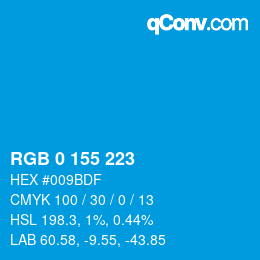 Color code: RGB 0 155 223 | qconv.com