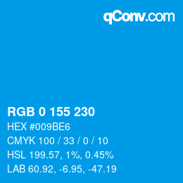 Color code: RGB 0 155 230 | qconv.com