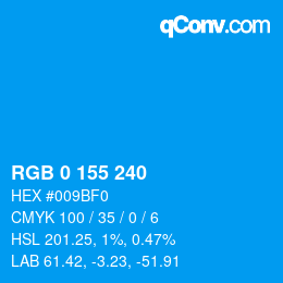 Color code: RGB 0 155 240 | qconv.com