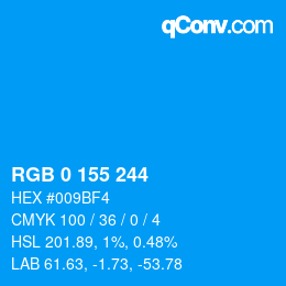 Color code: RGB 0 155 244 | qconv.com