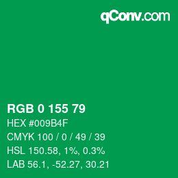 Color code: RGB 0 155 79 | qconv.com