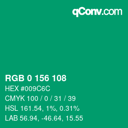 Farbcode: RGB 0 156 108 | qconv.com