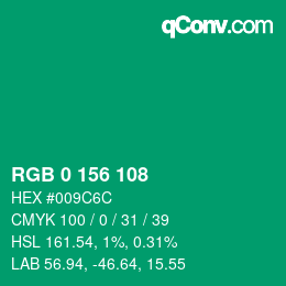 Color code: RGB 0 156 108 | qconv.com