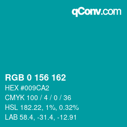 Color code: RGB 0 156 162 | qconv.com