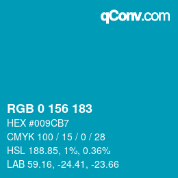 Color code: RGB 0 156 183 | qconv.com