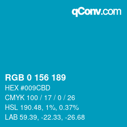 Color code: RGB 0 156 189 | qconv.com