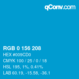 Color code: RGB 0 156 208 | qconv.com