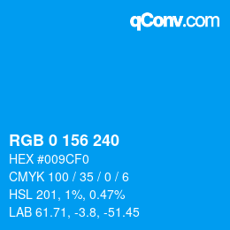 Color code: RGB 0 156 240 | qconv.com