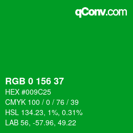 Color code: RGB 0 156 37 | qconv.com