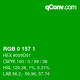 Color code: RGB 0 157 1 | qconv.com