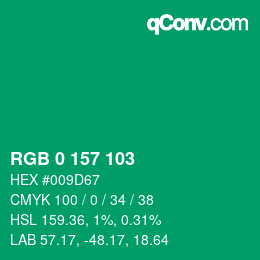 Color code: RGB 0 157 103 | qconv.com