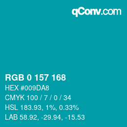 Color code: RGB 0 157 168 | qconv.com
