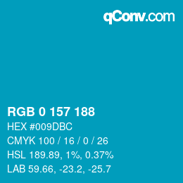 Color code: RGB 0 157 188 | qconv.com