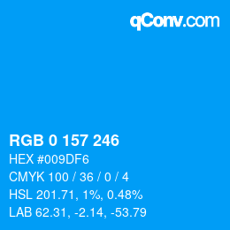 Color code: RGB 0 157 246 | qconv.com