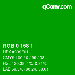 Color code: RGB 0 158 1 | qconv.com