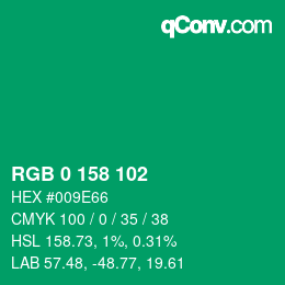 Color code: RGB 0 158 102 | qconv.com