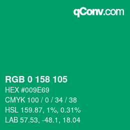 Color code: RGB 0 158 105 | qconv.com