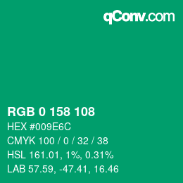 Color code: RGB 0 158 108 | qconv.com